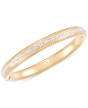 Signature Gold Swarovski Zirconia Bangle Bracelet In 14k Gold Over Resin