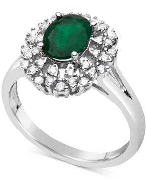 Emerald (1-1/10 Ct. T.w.) & Diamond (1/4 Ct. T.w.) Ring In 14k White Gold