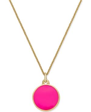 Kate Spade New York Gold-tone Hot To Trot Pink Disc Pendant Necklace