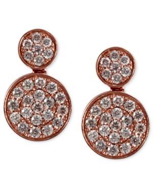 Pave Rose By Effy Diamond Double Round Earrings (3/4 Ct. T.w.) In 14k Rose Gold