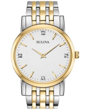 Bulova Men's Diamond Accent Two-tone Stainless Steel Bracelet Watch 38mm 98d114