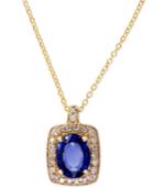 Ceylon Sapphire (1-9/10 Ct. T.w.) And Diamond (1/5 Ct. T.w.) Pendant Necklace In 14k Gold
