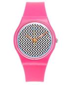 Swatch Unisex Swiss Pink Fuzz Pink Silicone Strap Watch 34mm Gp142