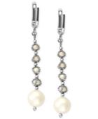 Pearl Lace By Effy Cultured Freshwater Pearl Cage Dangle Earrings In Sterling Silver (3-1/2mm)