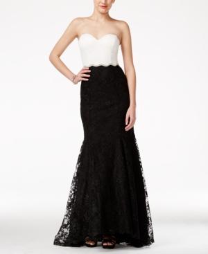 City Studios Juniors' Lace Contrast Mermaid Gown