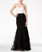 City Studios Juniors' Lace Contrast Mermaid Gown