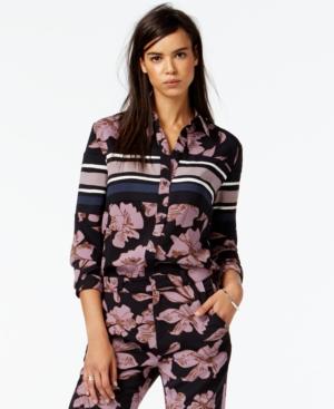 Rachel Rachel Roy Long-sleeve Mixed-print Shirt
