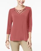 Jm Collection Lattice-neck Top, Created For Macy's