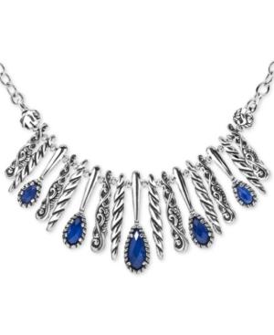 Carolyn Pollack Lapis Lazuli/rock Crystal Doublet Statement Necklace In Sterling Silver, 17 + 3 Extender