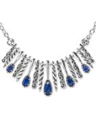 Carolyn Pollack Lapis Lazuli/rock Crystal Doublet Statement Necklace In Sterling Silver, 17 + 3 Extender