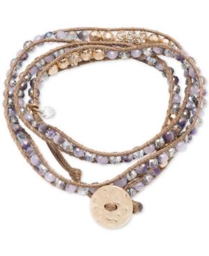 Lonna & Lilly Gold-tone Braided Cord Beaded Wrap Bracelet
