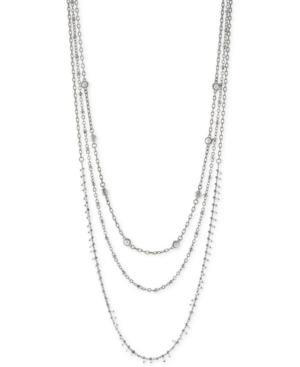Bcbg Silver-tone Imitation Pearl Multi-strand Layering Necklace