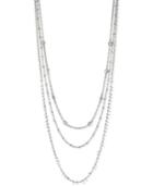 Bcbg Silver-tone Imitation Pearl Multi-strand Layering Necklace