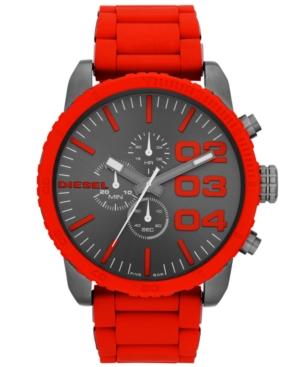 Diesel Watch, Men's Chronograph Red Silicone-wrapped Stainless Steel Bracelet 52mm Dz4289