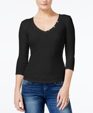 Guess Gunnar Three-quarter-sleeve V-neck Top