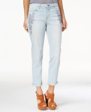 Jessica Simpson Forever Floral-applique Girlfriend Jeans