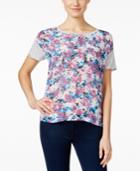 Two By Vince Camuto Sheer Printed High-low Tee