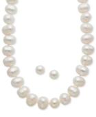 Cultured Freshwater Pearl Jewelry Set In Sterling Silver (8-1/2mm)