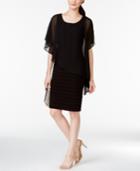 Betsy & Adam Chiffon Capelet Sheath Dress