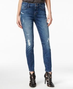 Guess Bright Blue Wash Distressed Skinny Jeans
