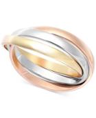 Tri-tone Ring In 14k Rose, Yellow And White Gold