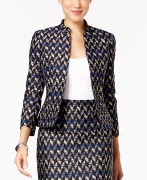 Kasper Tweed-pattern Open-front Jacket