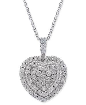 Diamond Heart Cluster Pendant Necklace (1/2 Ct. T.w.) In 14k White Gold