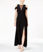 Nightway Petite Illusion Cold-shoulder Gown