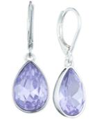 Nine West Silver-tone Lavender Crystal Drop Earrings