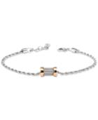 Charriol White Topaz Two-tone Cable Chain Bracelet In Stainless Steel And Gold-tone Pvd Stainless Steel