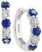 Effy Sapphire (3/4 Ct. T.w.) And Diamond (3/8 Ct. T.w.) Hoop Earrings In 14k White Gold