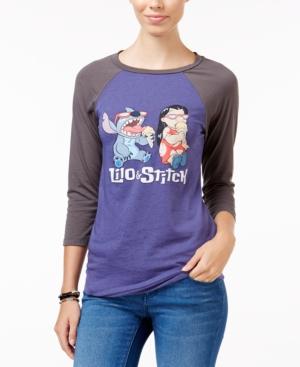 Mighty Fine Juniors' Disney Lilo & Stitch Graphic Raglan