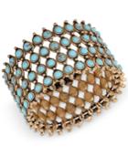 Lucky Brand Gold-tone Turquoise-look Bead Wide Cuff Bracelet