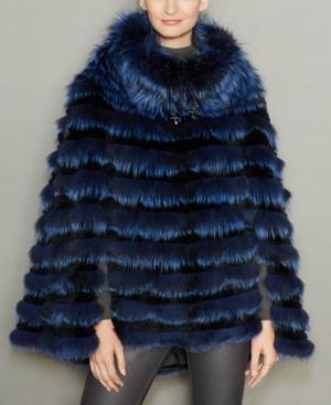 The Fur Vault Rabbit-fur-trim Fox Fur Poncho