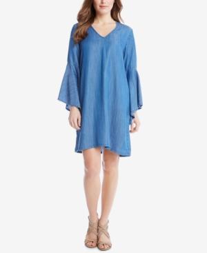 Karen Kane Bell-sleeve Denim Shift Dress
