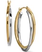 Two-tone Intertwined Hoop Earrings In 14k Gold And 14k White Gold