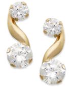 10k Gold Earrings, Cubic Zirconia Bypass Earrings (1-1/5 Ct. T.w.)