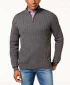 Club Room Men's Cable Quarter-zip Pima Cotton Sweater, Created For Macy's