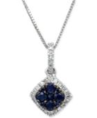 Sapphire (1/4 Ct. T.w.) & Diamond (1/10 Ct. T.w.) Pendant Necklace In 14k White Gold