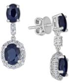 Sapphire (5 Ct. T.w.) And White Sapphire (3 Ct. T.w.) Drop Earring In Sterling Silver (also Available In Emerald, Ruby Or Tanzanite)