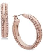 Dkny Gold-tone Pave 1 Hoop Earrings