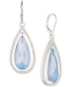 Anne Klein Silver-tone Light Blue Teardrop And Pave Earrings