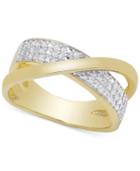 Victoria Townsend Diamond Crossover Ring In Sterling Silver Or 18k Gold Over Sterling Silver (1/4 Ct. T.w.)