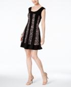 Connected Petite Printed-panel A-line Dress