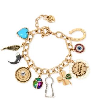 Betsey Johnson Gold-tone Multi-charm Bracelet
