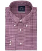 Eagle Men's Classic/regular Fit Stretch Collar Non-iron Burgundy Gingham Dress Shirt