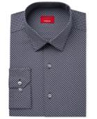 Alfani Men's Slim-fit Stretch Navy Puzzle Print Dress Shirt, Only At Macy's