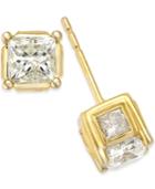 Diamond (1 Ct. T.w.) Spiral Bezel Stud Earrings In 14k Yellow Or White Gold