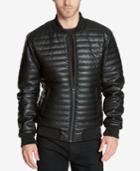Guess Men's Quilted Faux-leather Bomber Jacket
