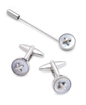Sutton By Rhona Sutton Men's Silver-tone Cufflinks & Lapel Pin